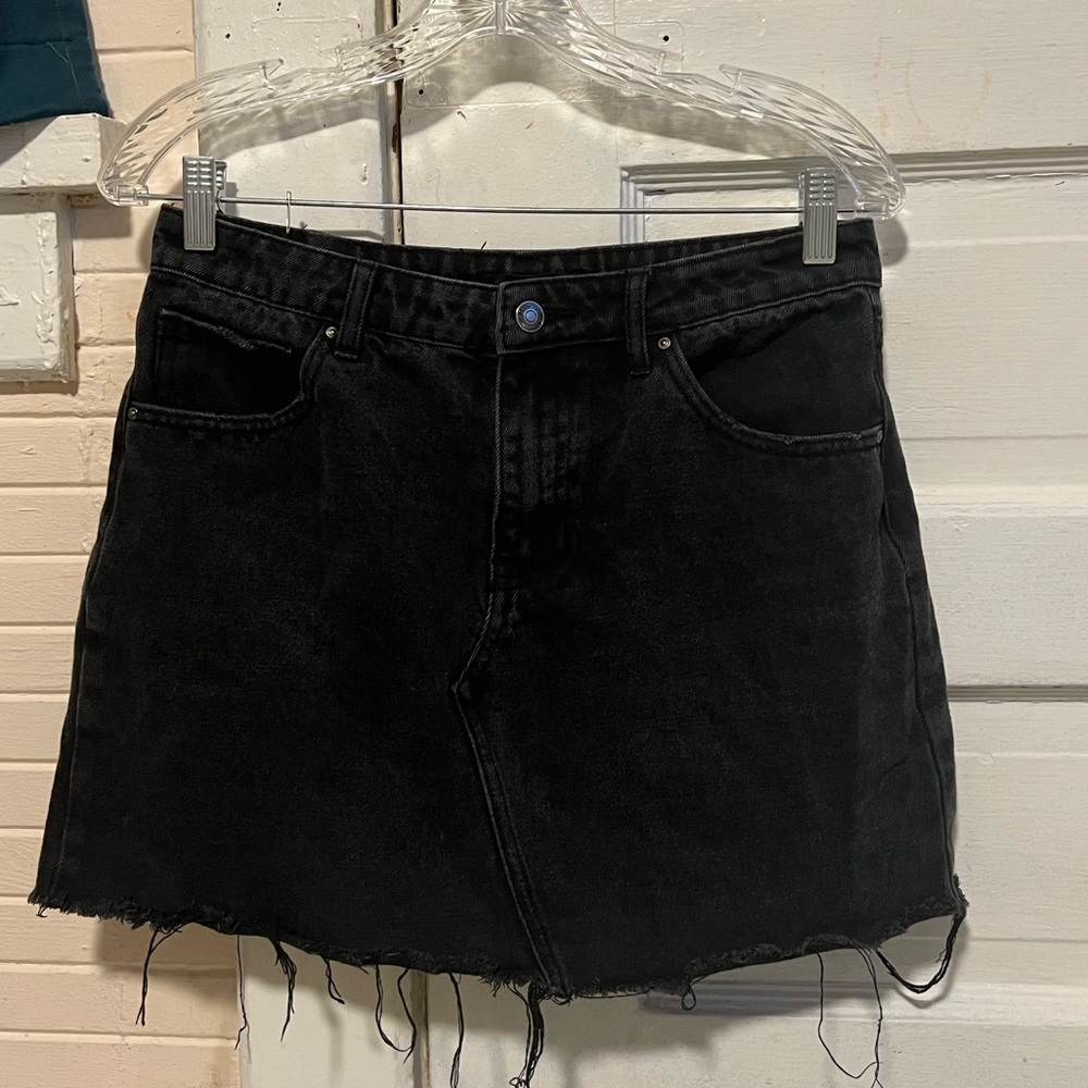 Black denim skirt